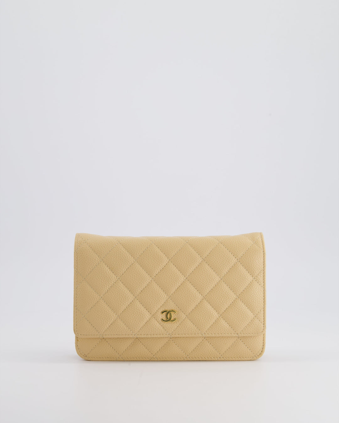 Top Quality Chanel Beige Wallet on Chain Bag in Caviar Leather with Gold Hardware