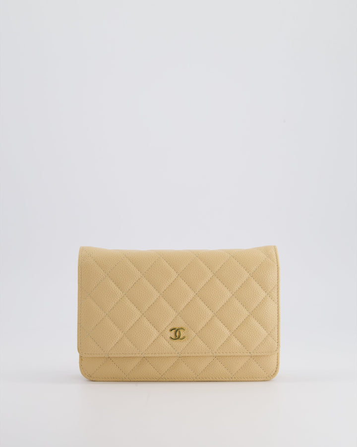 Top Quality Chanel Beige Wallet on Chain Bag in Caviar Leather with Gold Hardware