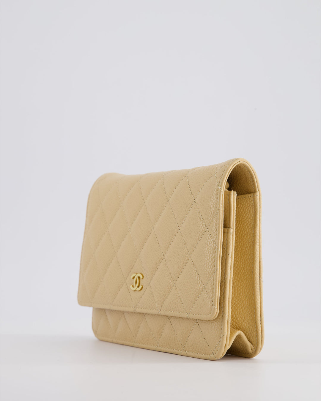 Top Quality Chanel Beige Wallet on Chain Bag in Caviar Leather with Gold Hardware