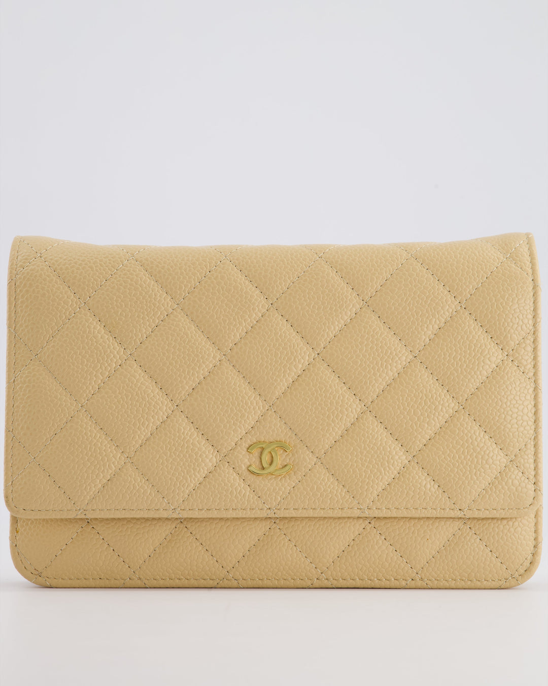 Top Quality Chanel Beige Wallet on Chain Bag in Caviar Leather with Gold Hardware