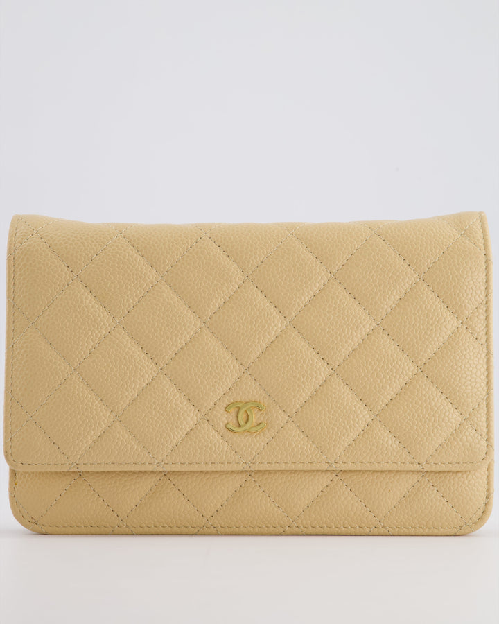 Top Quality Chanel Beige Wallet on Chain Bag in Caviar Leather with Gold Hardware