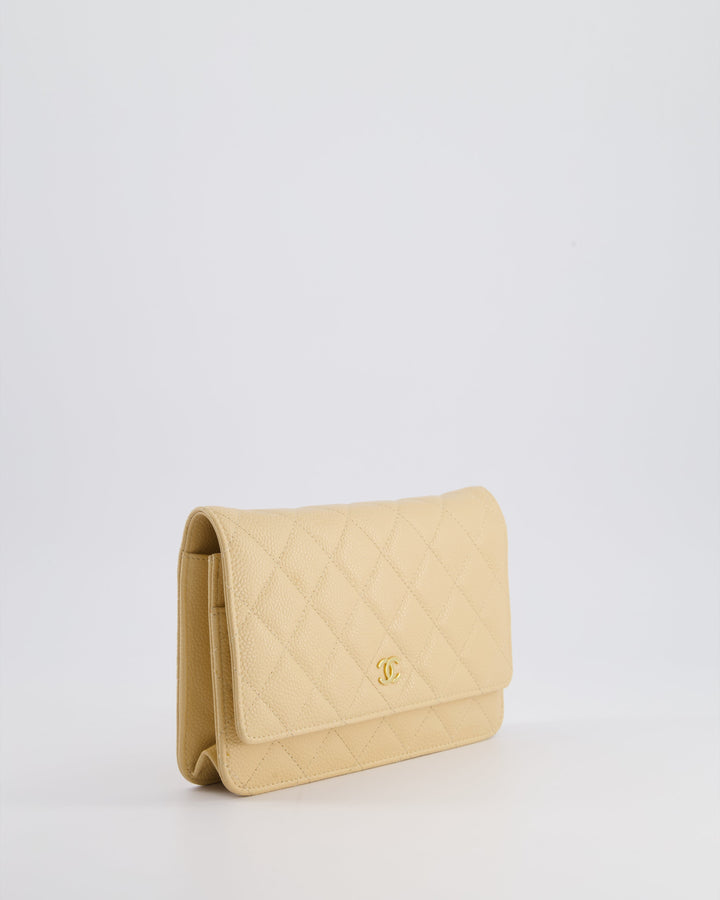 Top Quality Chanel Beige Wallet on Chain Bag in Caviar Leather with Gold Hardware