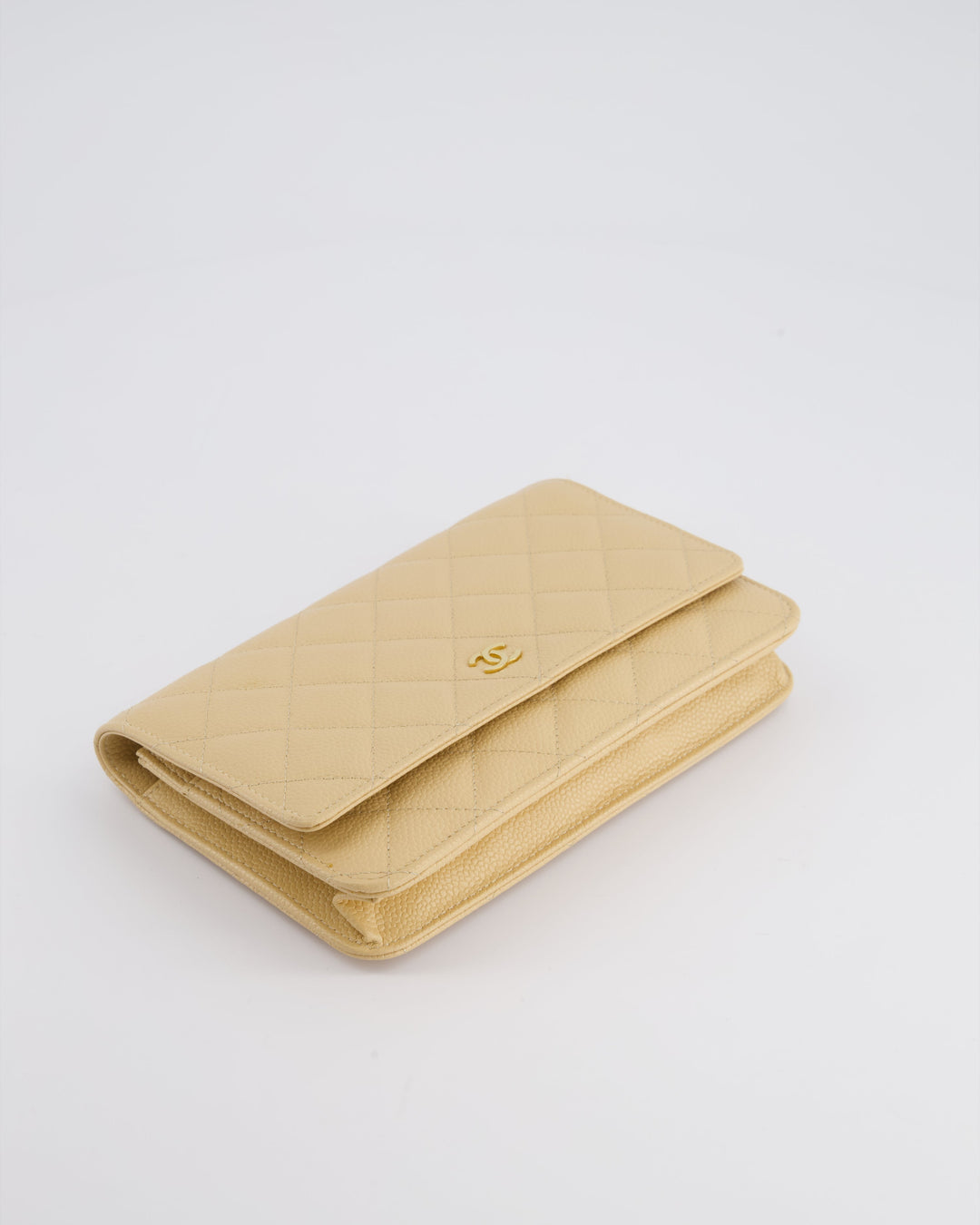 Top Quality Chanel Beige Wallet on Chain Bag in Caviar Leather with Gold Hardware