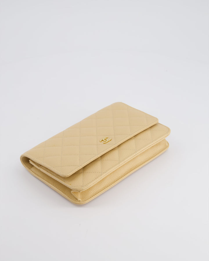 Top Quality Chanel Beige Wallet on Chain Bag in Caviar Leather with Gold Hardware