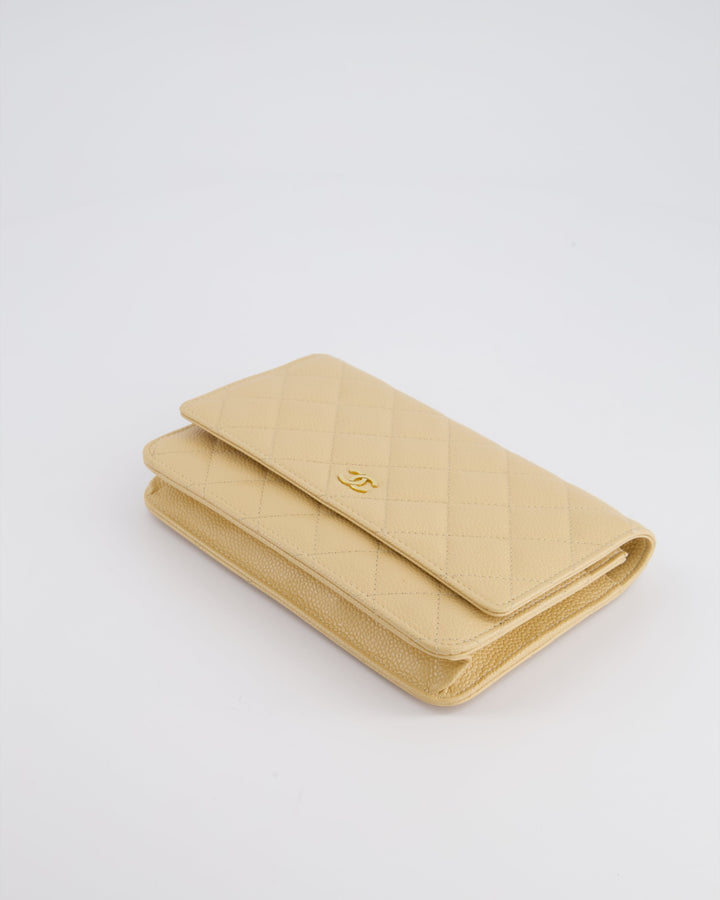 Top Quality Chanel Beige Wallet on Chain Bag in Caviar Leather with Gold Hardware