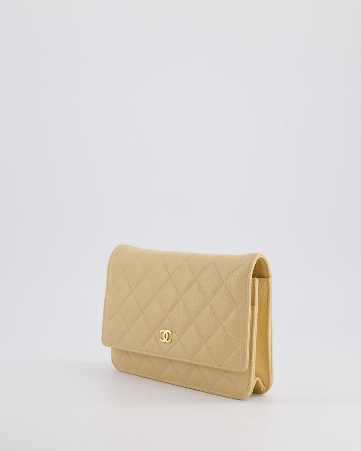Top Quality Chanel Beige Wallet on Chain Bag in Caviar Leather with Gold Hardware