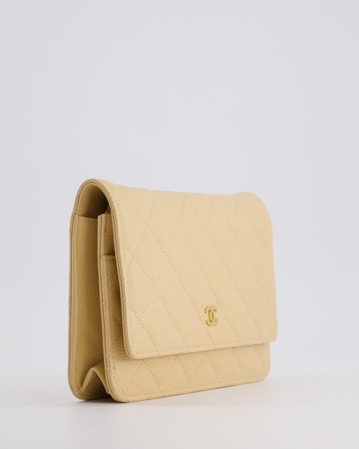 Top Quality Chanel Beige Wallet on Chain Bag in Caviar Leather with Gold Hardware