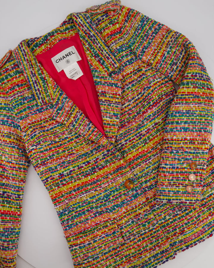 Top Quality Chanel Resort 2016 Multicolour Tweed Single Breasted Blazer Size FR 34 (UK 6)