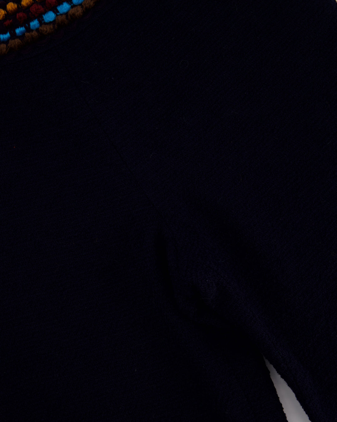 Top Quality Chanel for Bergdorf Newman AW/97 Navy Boucle Cropped Jacket with Matching Trousers Size FR 36 (UK 8)