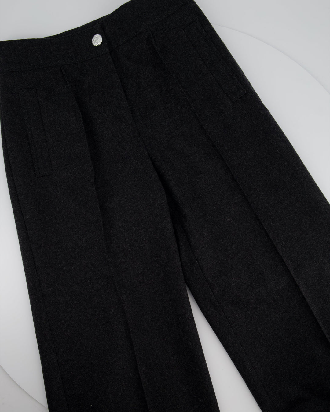 Top Quality Chanel Charcoal High-Waisted Wool Trousers Size FR 34 (UK 6)