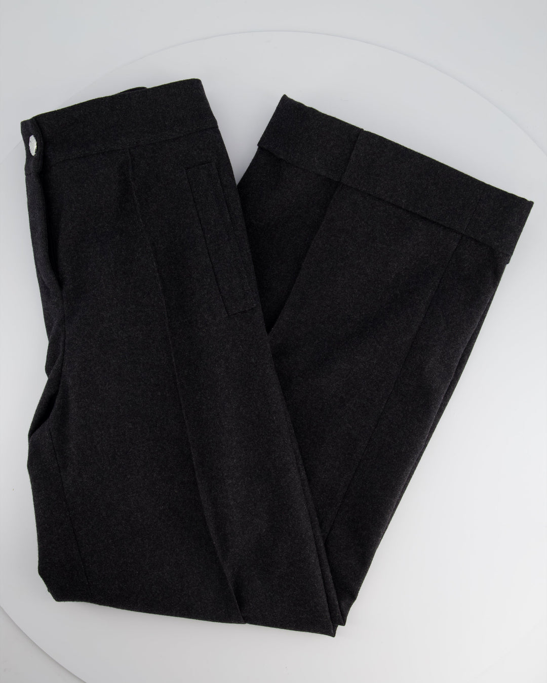 Top Quality Chanel Charcoal High-Waisted Wool Trousers Size FR 34 (UK 6)