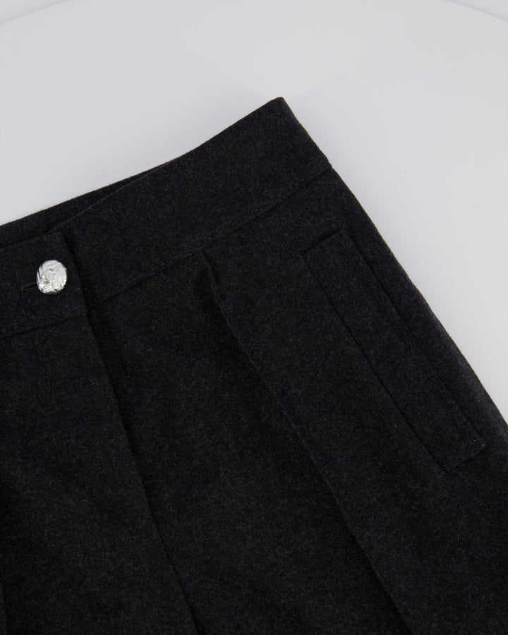 Top Quality Chanel Charcoal High-Waisted Wool Trousers Size FR 34 (UK 6)