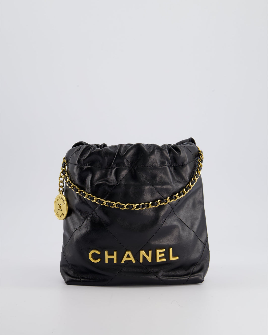 *RARE* Top Quality Chanel Mini 22 Bag in Black Shiny Calfskin with Gold Hardware