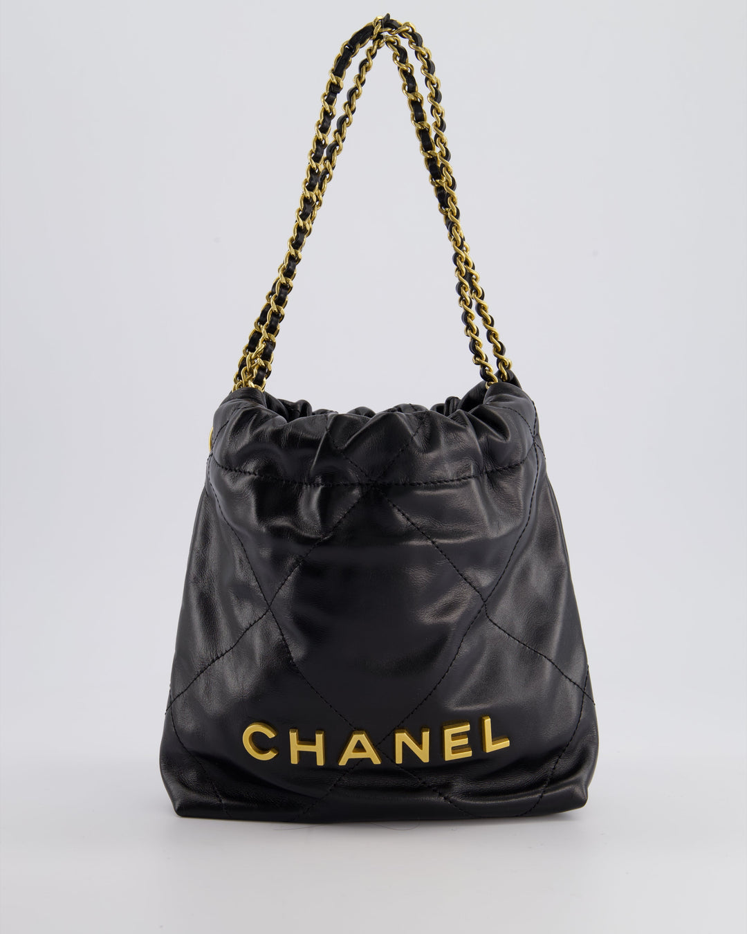 *RARE* Top Quality Chanel Mini 22 Bag in Black Shiny Calfskin with Gold Hardware