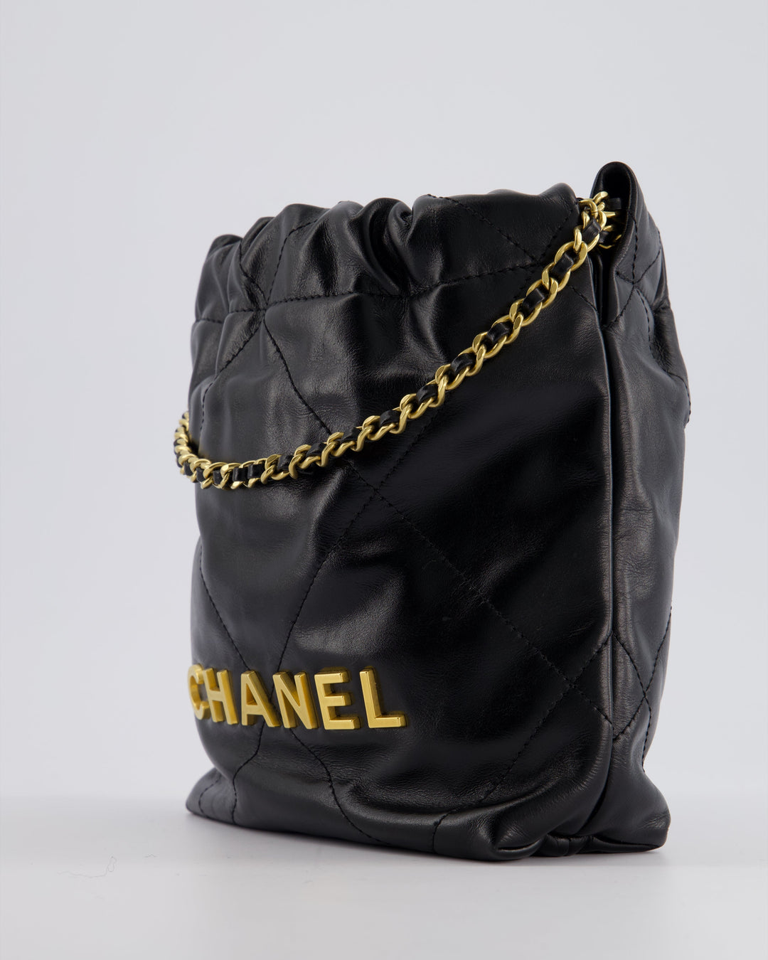 *RARE* Top Quality Chanel Mini 22 Bag in Black Shiny Calfskin with Gold Hardware