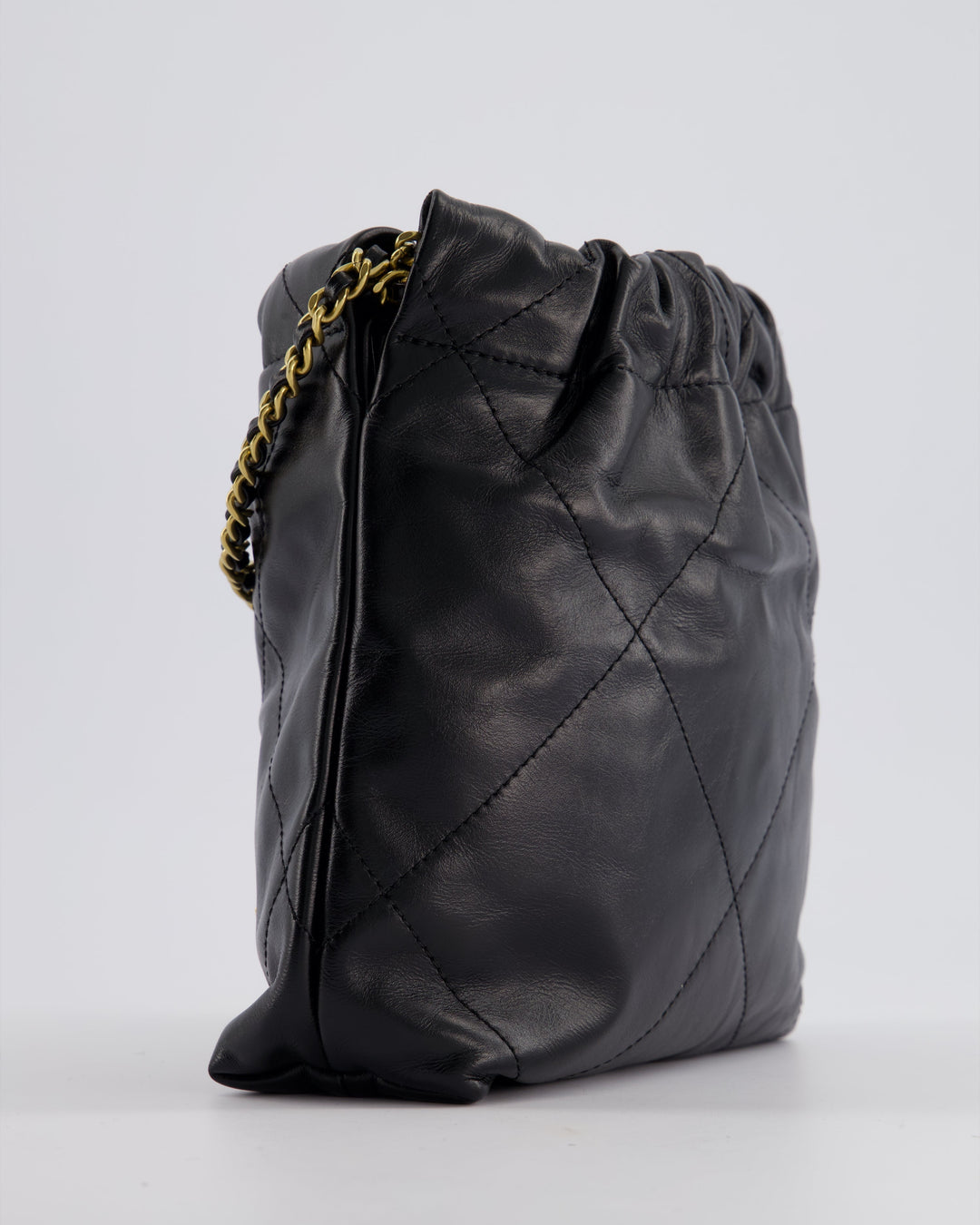 *RARE* Top Quality Chanel Mini 22 Bag in Black Shiny Calfskin with Gold Hardware