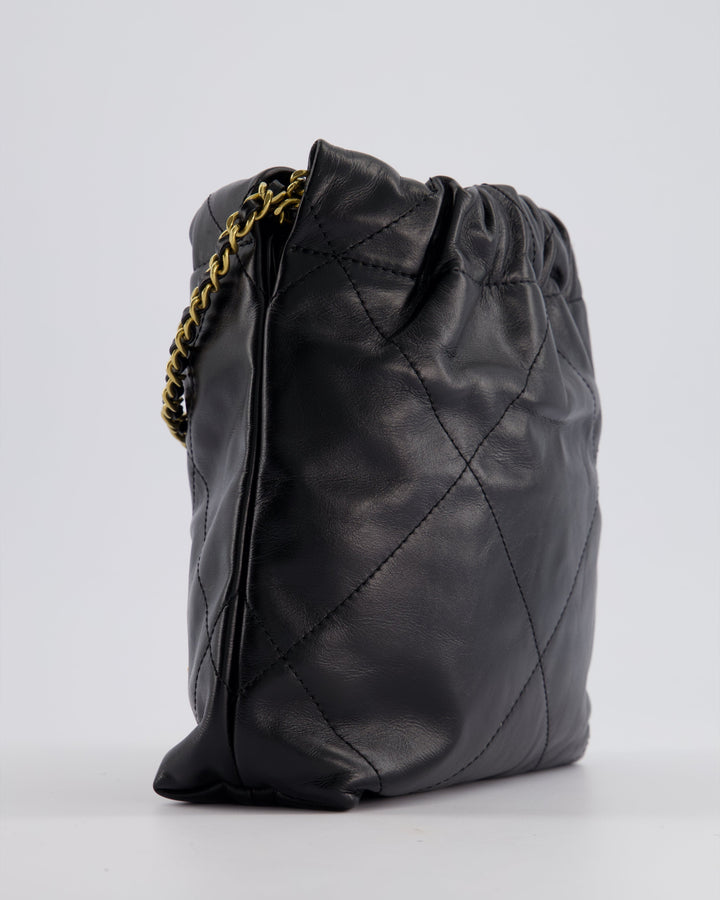 *RARE* Top Quality Chanel Mini 22 Bag in Black Shiny Calfskin with Gold Hardware