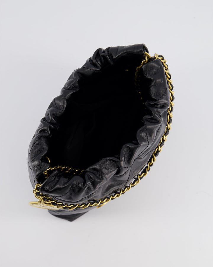 *RARE* Top Quality Chanel Mini 22 Bag in Black Shiny Calfskin with Gold Hardware