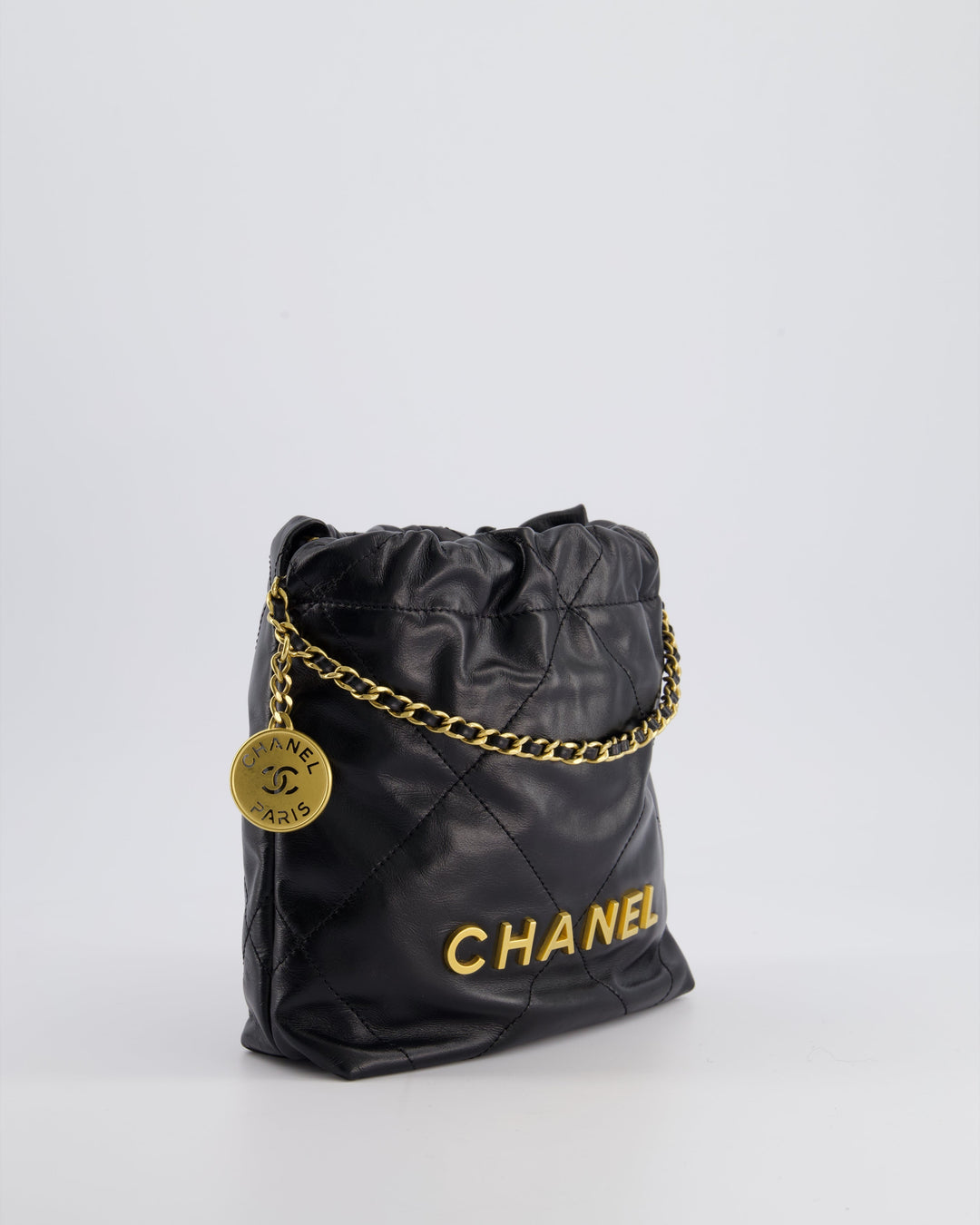 *RARE* Top Quality Chanel Mini 22 Bag in Black Shiny Calfskin with Gold Hardware