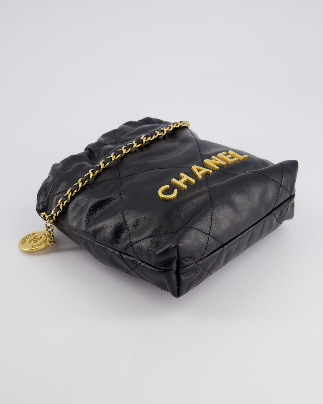 *RARE* Top Quality Chanel Mini 22 Bag in Black Shiny Calfskin with Gold Hardware