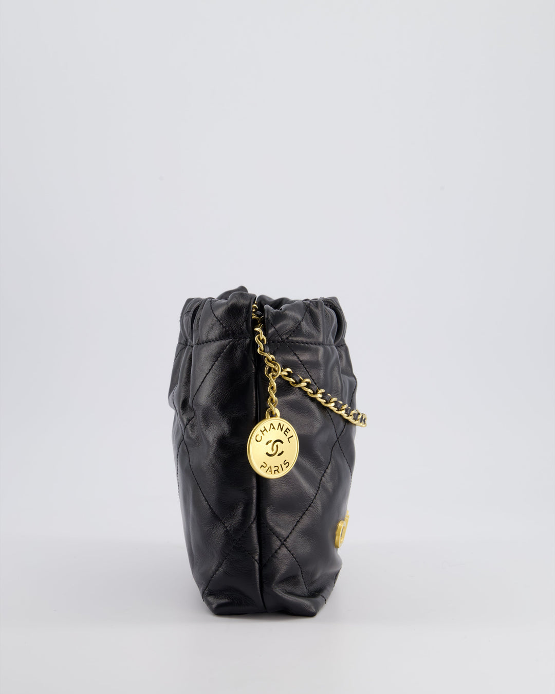 *RARE* Top Quality Chanel Mini 22 Bag in Black Shiny Calfskin with Gold Hardware