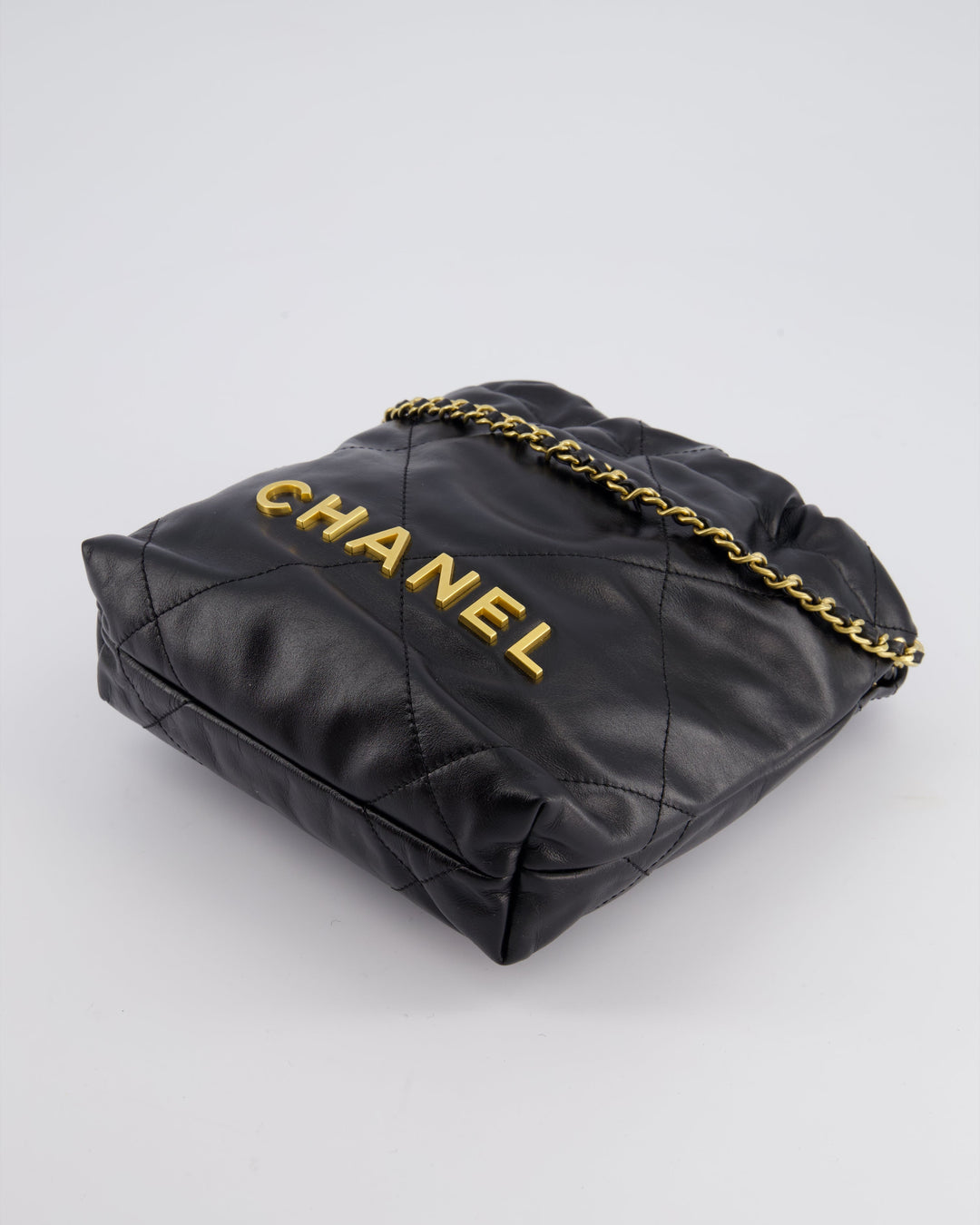 *RARE* Top Quality Chanel Mini 22 Bag in Black Shiny Calfskin with Gold Hardware