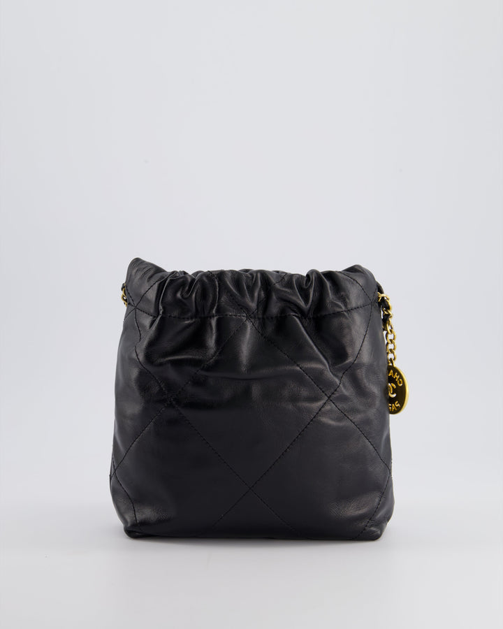 *RARE* Top Quality Chanel Mini 22 Bag in Black Shiny Calfskin with Gold Hardware