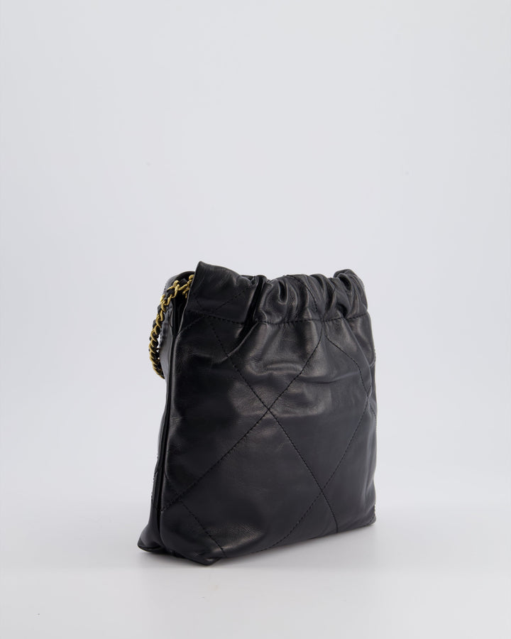 *RARE* Top Quality Chanel Mini 22 Bag in Black Shiny Calfskin with Gold Hardware