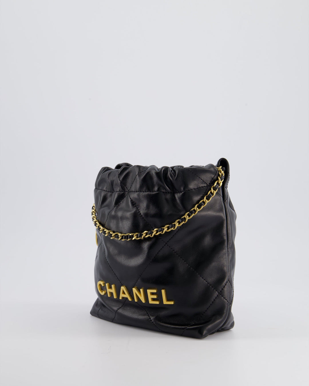 *RARE* Top Quality Chanel Mini 22 Bag in Black Shiny Calfskin with Gold Hardware