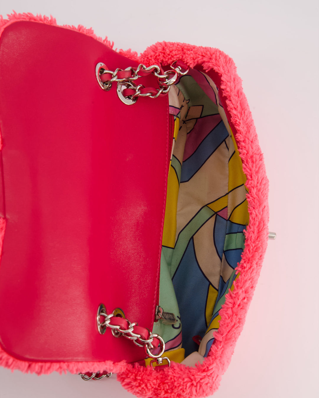Top Quality Chanel Hot Pink Quilted Terry Cloth Coco Beach Flap Bag With Silver Hardware