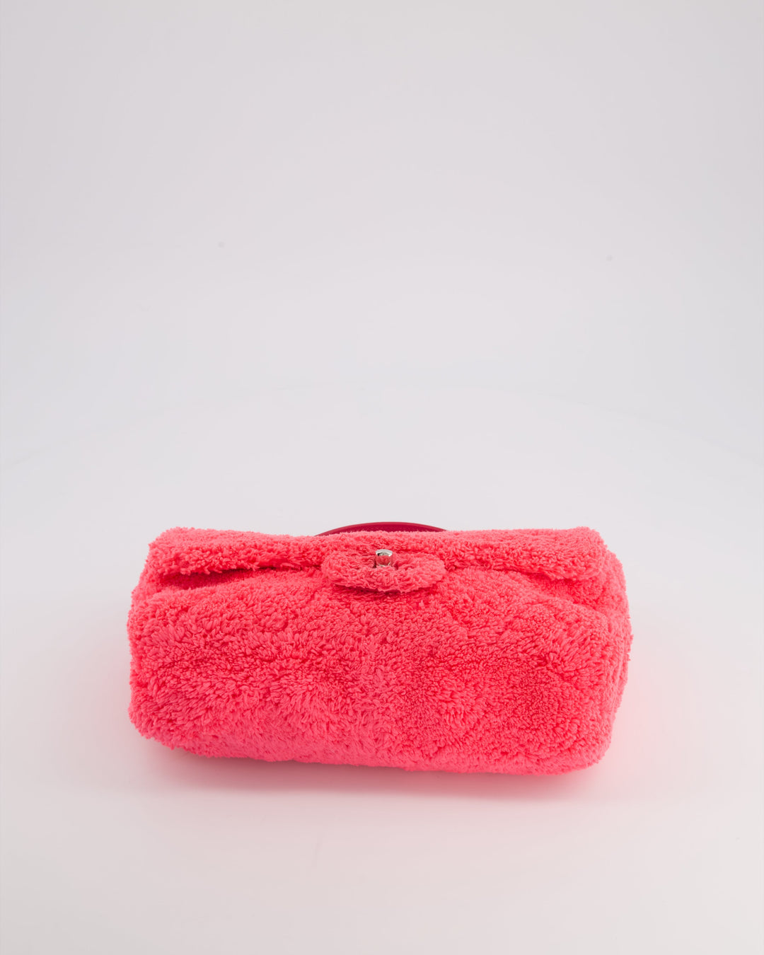 Top Quality Chanel Hot Pink Quilted Terry Cloth Coco Beach Flap Bag With Silver Hardware