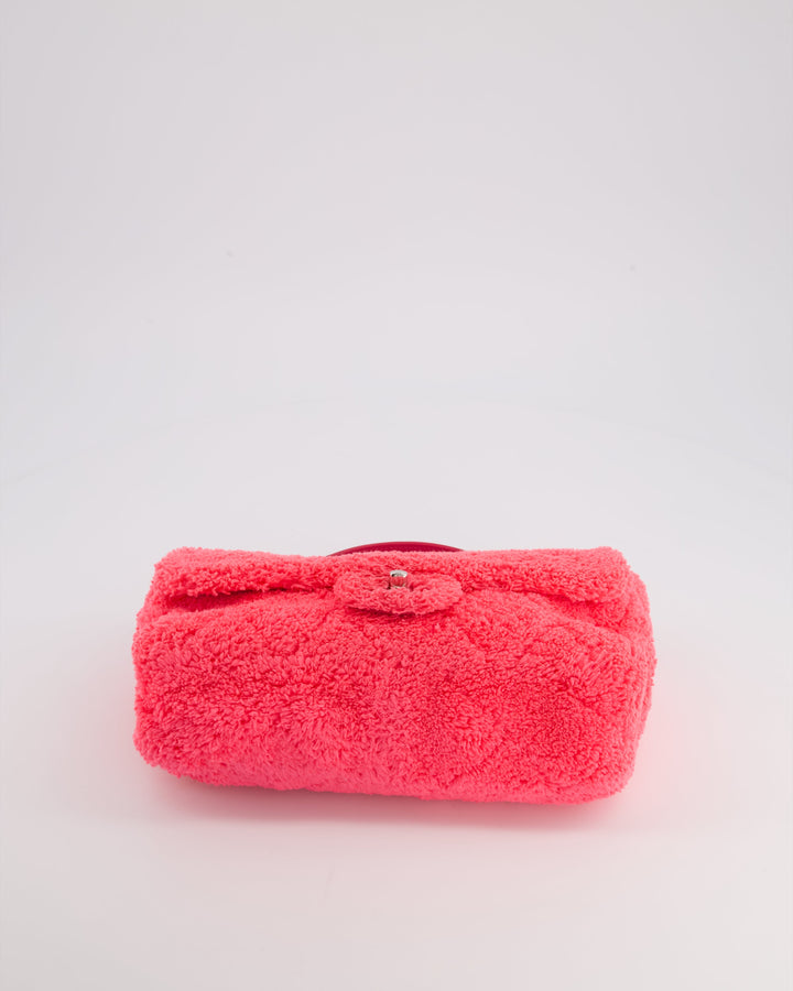 Top Quality Chanel Hot Pink Quilted Terry Cloth Coco Beach Flap Bag With Silver Hardware