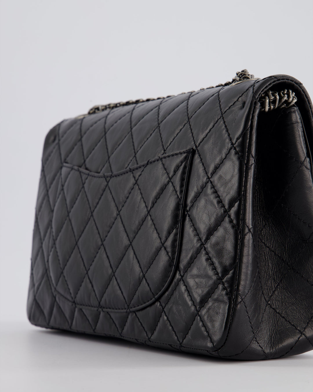 Top Quality Chanel Black Medium Reissue 2.55 Double Flap Bag in Quilted Crumpled Lambskin with Ruthenium Hardware RRP ¬£8,850