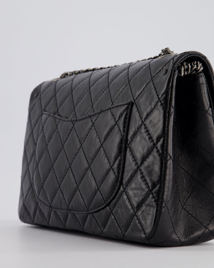Top Quality Chanel Black Medium Reissue 2.55 Double Flap Bag in Quilted Crumpled Lambskin with Ruthenium Hardware RRP ¬£8,850