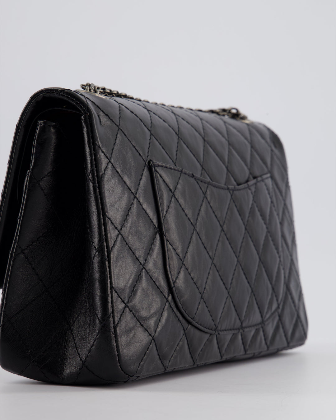 Top Quality Chanel Black Medium Reissue 2.55 Double Flap Bag in Quilted Crumpled Lambskin with Ruthenium Hardware RRP ¬£8,850