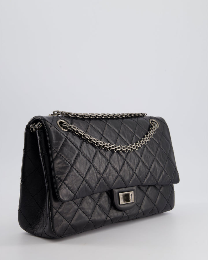 Top Quality Chanel Black Medium Reissue 2.55 Double Flap Bag in Quilted Crumpled Lambskin with Ruthenium Hardware RRP ¬£8,850