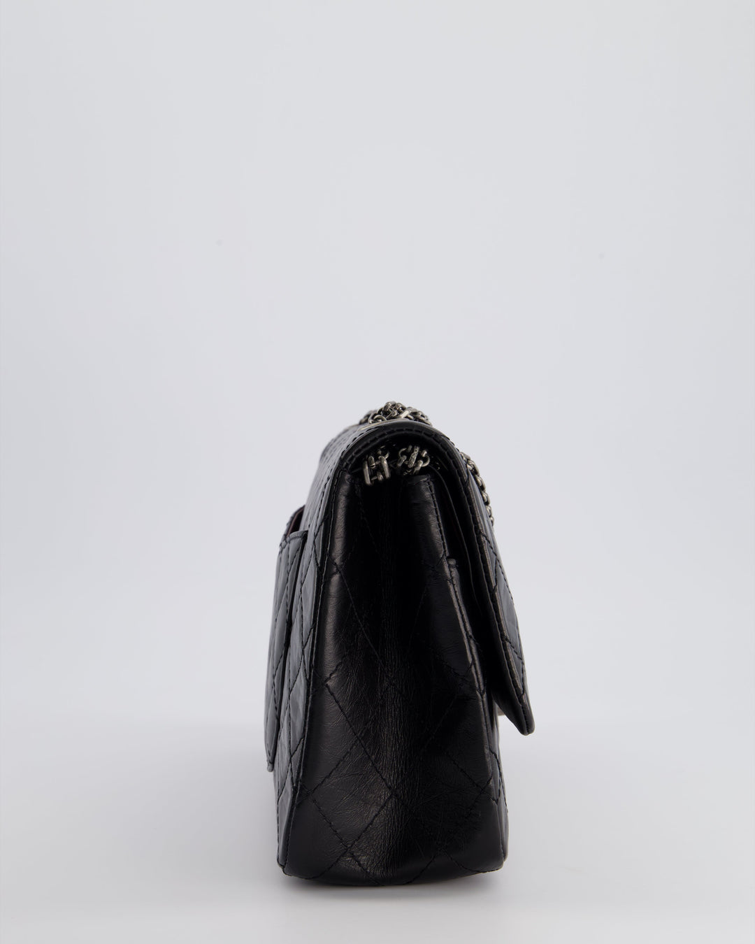 Top Quality Chanel Black Medium Reissue 2.55 Double Flap Bag in Quilted Crumpled Lambskin with Ruthenium Hardware RRP ¬£8,850