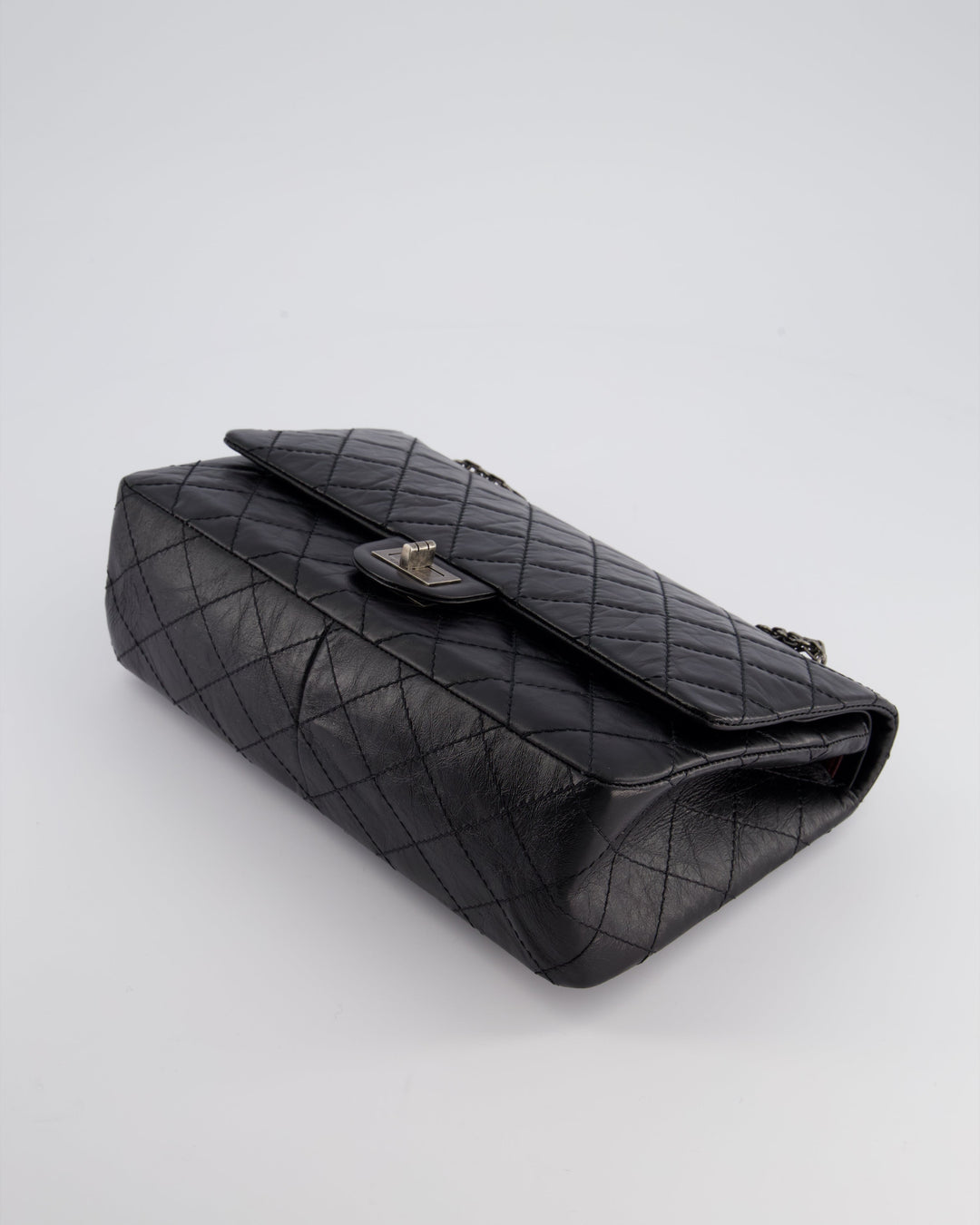 Top Quality Chanel Black Medium Reissue 2.55 Double Flap Bag in Quilted Crumpled Lambskin with Ruthenium Hardware RRP ¬£8,850