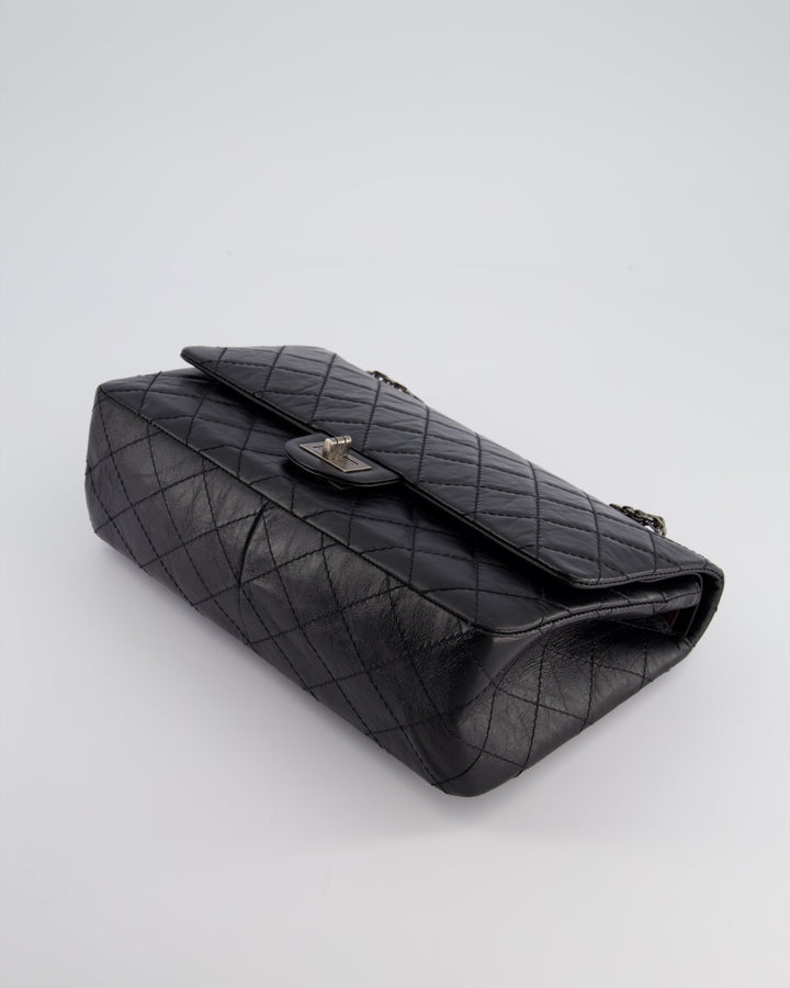 Top Quality Chanel Black Medium Reissue 2.55 Double Flap Bag in Quilted Crumpled Lambskin with Ruthenium Hardware RRP ¬£8,850
