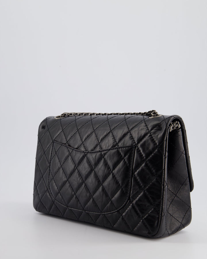 Top Quality Chanel Black Medium Reissue 2.55 Double Flap Bag in Quilted Crumpled Lambskin with Ruthenium Hardware RRP ¬£8,850