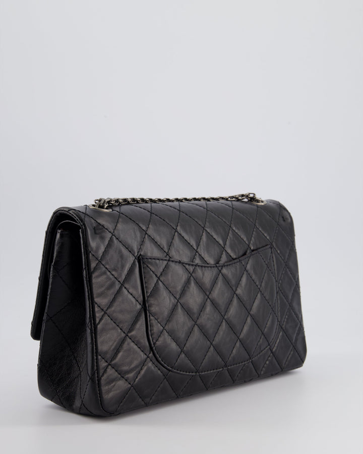 Top Quality Chanel Black Medium Reissue 2.55 Double Flap Bag in Quilted Crumpled Lambskin with Ruthenium Hardware RRP ¬£8,850