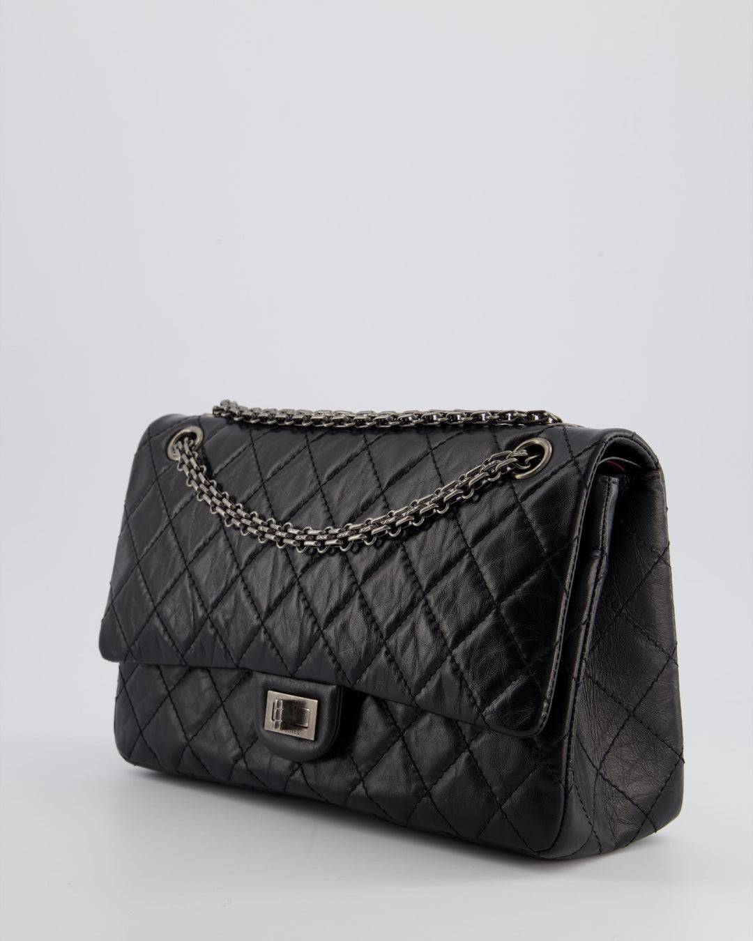Top Quality Chanel Black Medium Reissue 2.55 Double Flap Bag in Quilted Crumpled Lambskin with Ruthenium Hardware RRP ¬£8,850
