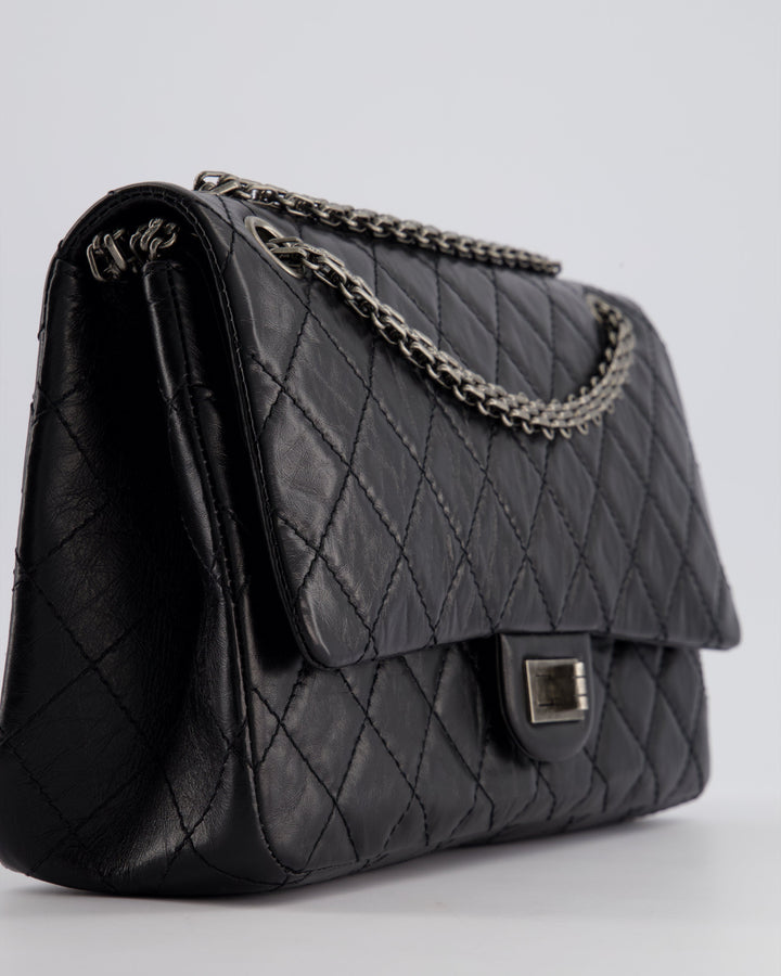 Top Quality Chanel Black Medium Reissue 2.55 Double Flap Bag in Quilted Crumpled Lambskin with Ruthenium Hardware RRP ¬£8,850