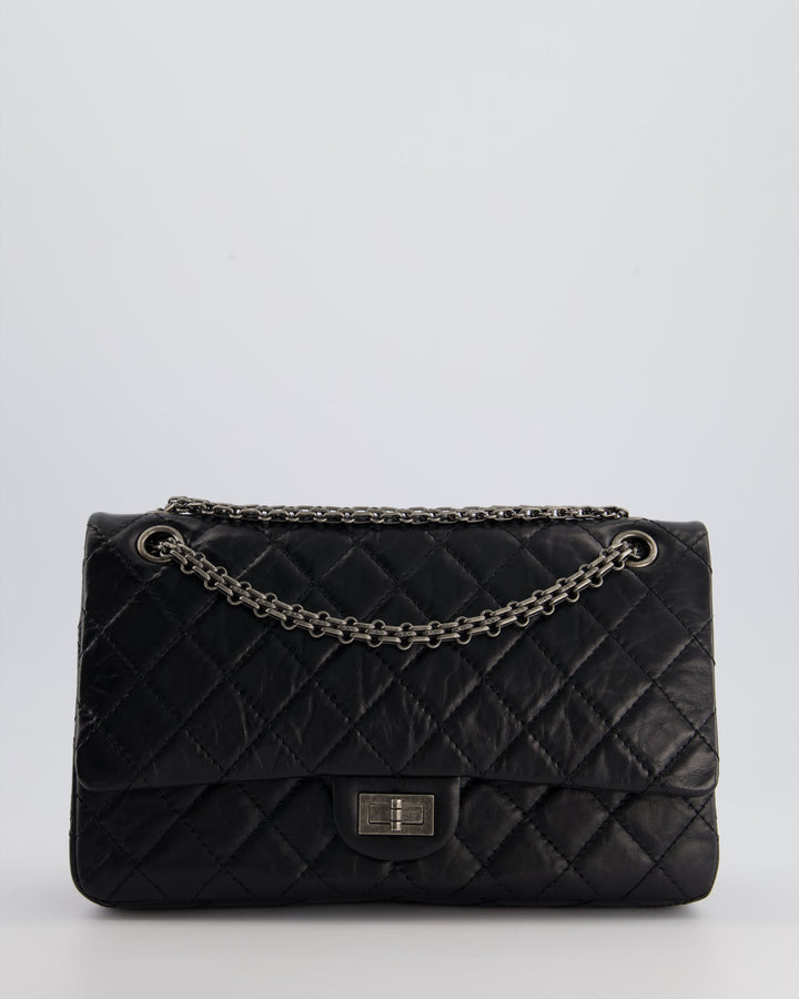 Top Quality Chanel Black Medium Reissue 2.55 Double Flap Bag in Quilted Crumpled Lambskin with Ruthenium Hardware RRP ¬£8,850