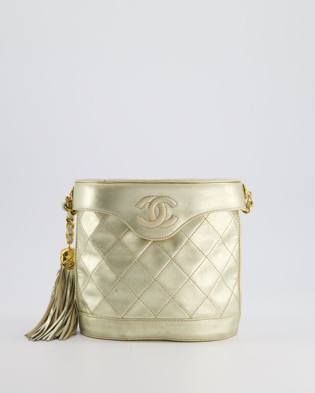 Top Quality Chanel Gold Vintage Lambskin Leather Small Binocular Bag with 24K Gold Hardware