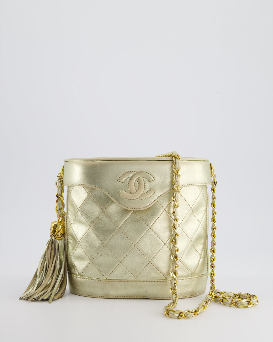 Top Quality Chanel Gold Vintage Lambskin Leather Small Binocular Bag with 24K Gold Hardware