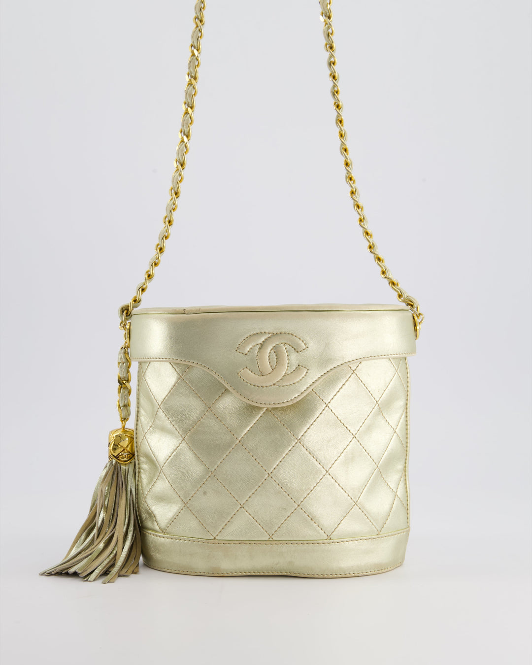 Top Quality Chanel Gold Vintage Lambskin Leather Small Binocular Bag with 24K Gold Hardware