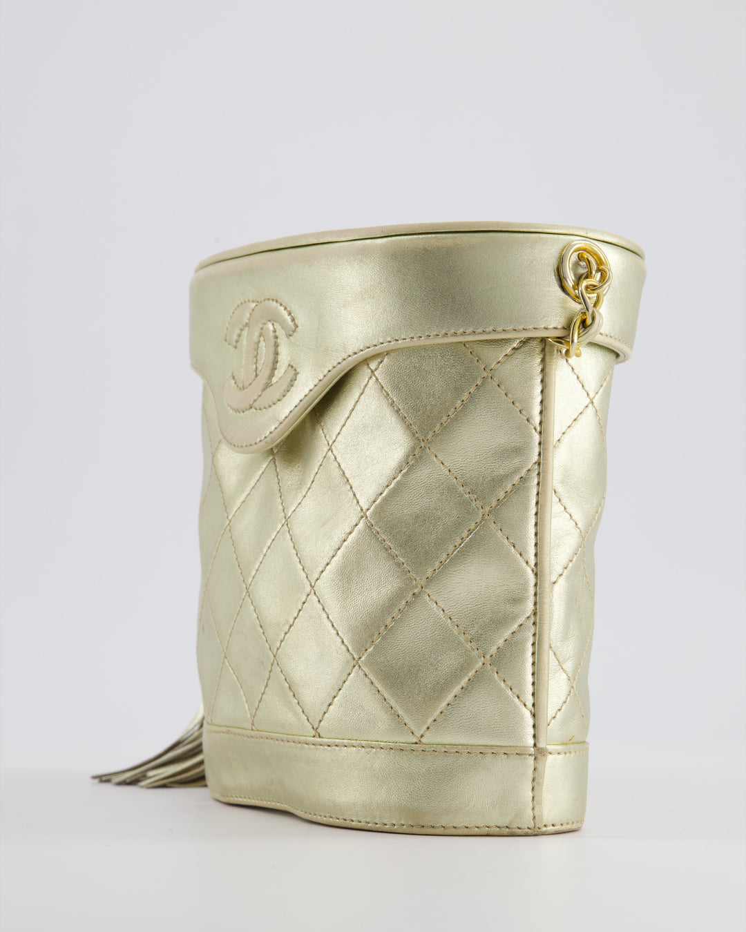Top Quality Chanel Gold Vintage Lambskin Leather Small Binocular Bag with 24K Gold Hardware