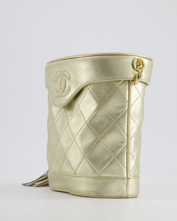 Top Quality Chanel Gold Vintage Lambskin Leather Small Binocular Bag with 24K Gold Hardware