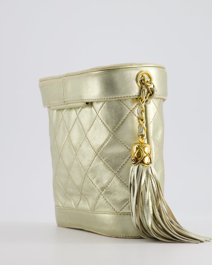 Top Quality Chanel Gold Vintage Lambskin Leather Small Binocular Bag with 24K Gold Hardware